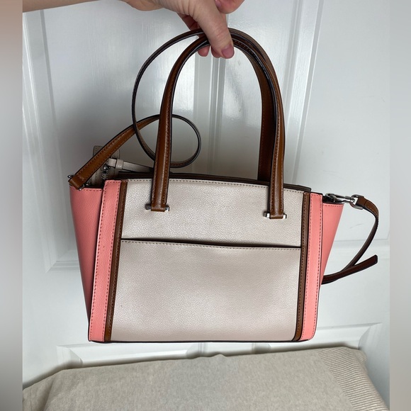 Kate Spade Geraldine Pink and Tan Leather Satchel Bag - Picture 4 of 8